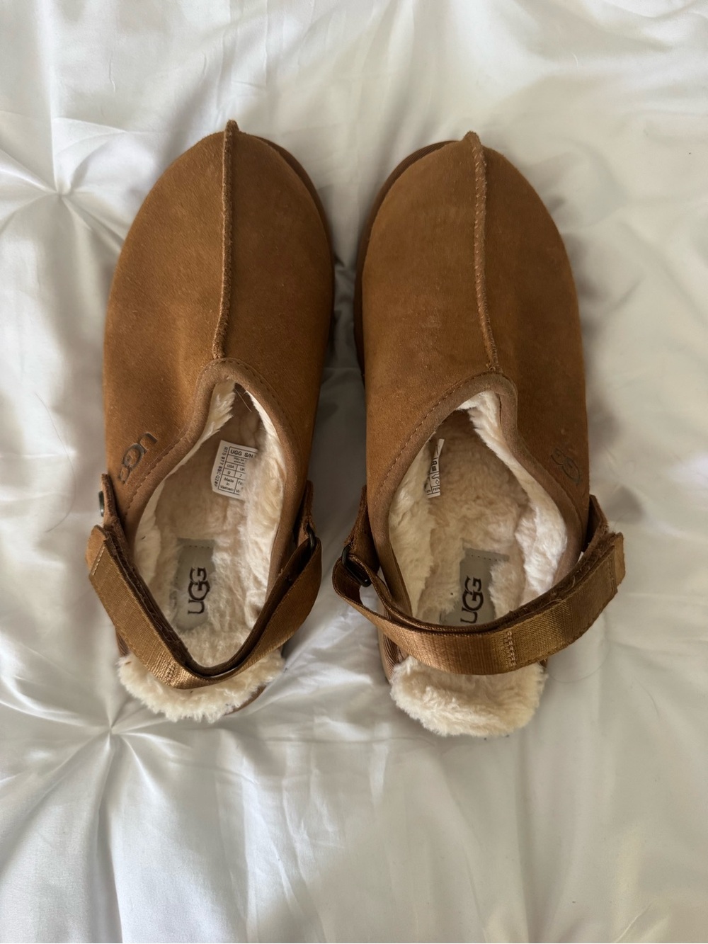 UGG Chestnut Sheepskin-Lined Slip-On Clogs